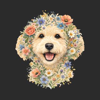 Labradoodle Floral Crown Artwork - Golden Doodle Pet Portrait doodle dog shirt