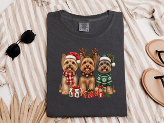 Festive Christmas Yorkie Trio doodle dog shirt - photo 2