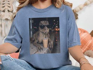 Dinosaur Drinking Iced Coffee funny shirt - photo 6