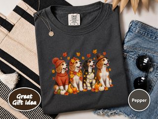 Four Beagle Autumn Dogs doodle dog shirt - photo 3