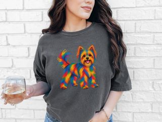 Colorful Rainbow Yorkie Dog doodle dog shirt - photo 6