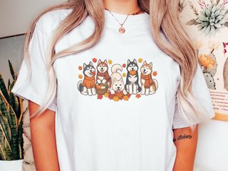 Autumn Huskies Fall Gathering doodle dog shirt - photo 1