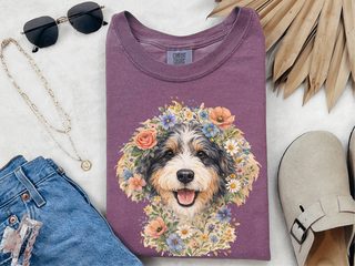Comfort Colors Aussiedoodle Floral Portrait doodle dog shirt - photo 5