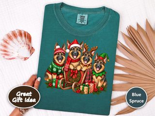 German Shepherd Christmas Sleigh doodle dog shirt - photo 7