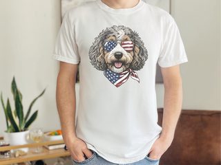 Patriotic Aussiedoodle Sunglasses Bandana doodle dog shirt - photo 1