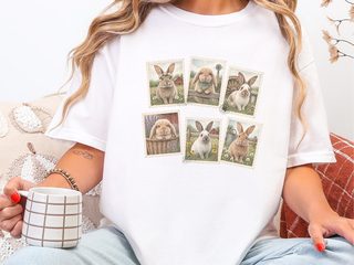 Vintage Bunny Postage Stamps funny shirt - photo 1