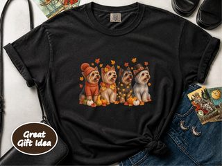 Four Yorkie Autumn Lineup doodle dog shirt - photo 1