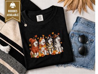 Autumn Huskies Harvest Group doodle dog shirt - photo 3