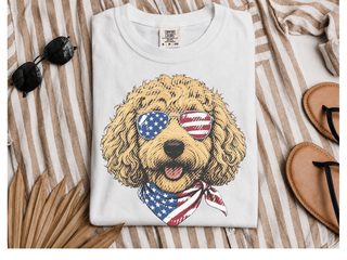 Patriotic Goldendoodle American Flag doodle dog shirt - photo 1