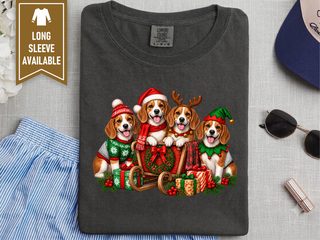 Four Beagles Christmas Sleigh doodle dog shirt - photo 3