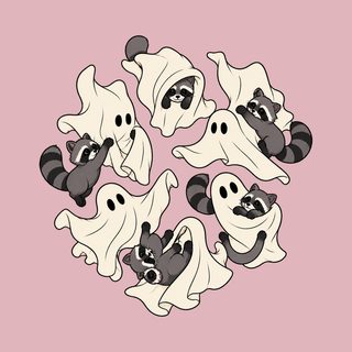 Ghosts Playing With Cool Raccoons Spooky Cute Raccoon Ghost Shirt