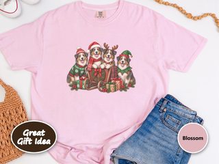 Christmas Australian Shepherds Sleigh Group doodle dog shirt - photo 4