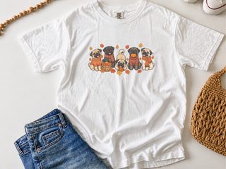 Autumn Pugs Fall Activities doodle dog shirt - photo 1