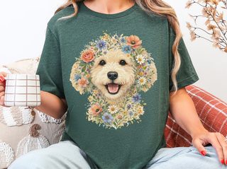 Labradoodle Floral Crown Artwork doodle dog shirt - photo 4
