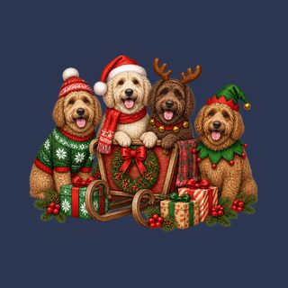 Christmas Labradoodles Sleigh Group Festive Christmas Doodle Shirt