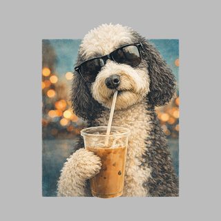Sheepadoodle Iced Coffee Cool Dog T-Shirt - Summer Style Pet Fashion
