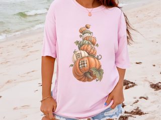 Stacked Patchwork Pumpkins Watercolor funny shirt - photo 7