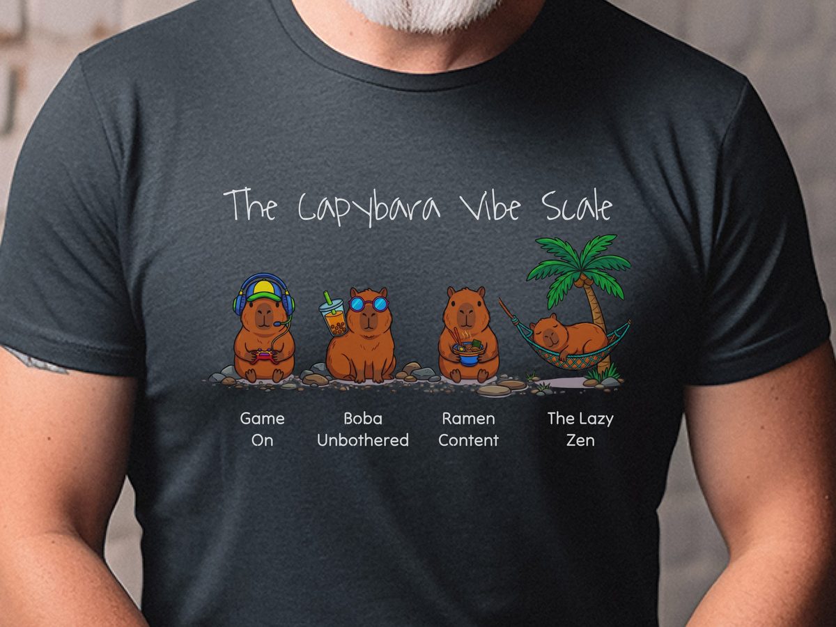 Capybara Vibe Scale Gamer Boba Ramen Relaxing Gaming T-Shirt
