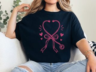 Pink Stethoscope Ribbon Heart funny shirt - photo 3
