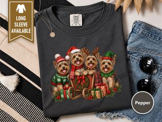 Yorkie Christmas Sleigh Group doodle dog shirt - photo 2