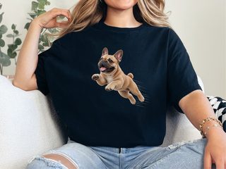 Jumping French Bulldog Speed Lines doodle dog shirt - photo 6