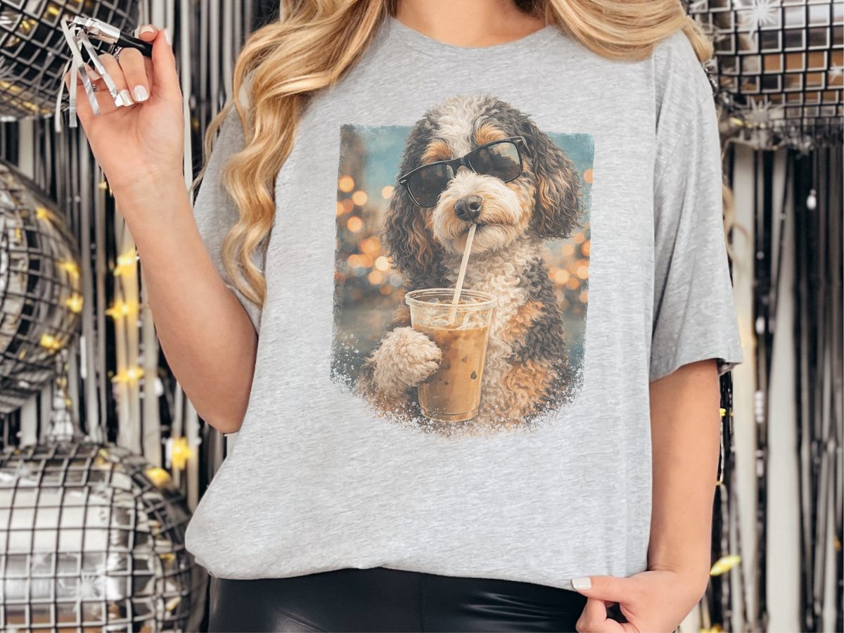 Aussiedoodle Iced Coffee Cool Dog T-Shirt - Trendy Pet Lover Gift Idea