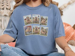Vintage Capybara Postage Stamps Collage funny shirt - photo 8