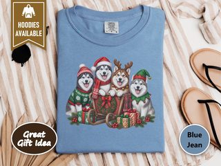 Siberian Husky Christmas Sled doodle dog shirt - photo 7