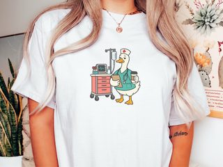 Tired Nurse Duck Medical Cart funny shirt - photo 1