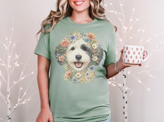 Sheepadoodle Floral Face doodle dog shirt - photo 5