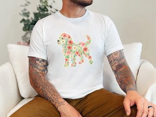 Cockapoo Floral Silhouette doodle dog shirt - photo 2
