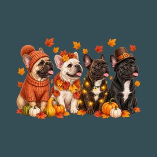 Autumn French Bulldogs Group Thanksgiving Shirt Frenchie Mom Gift