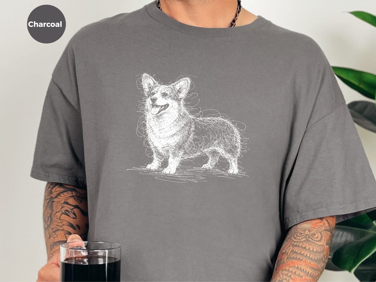 Pembroke Welsh Corgi Sketch Art Tee Loaf Dog Short Legs Gift