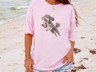 Jumping Schnoodle Speed Lines doodle dog shirt - photo 6