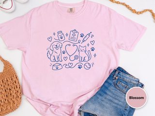 Veterinary Dog Cat Stethoscope Doodle funny shirt - photo 7