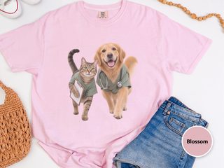Golden Retriever And Tabby Cat Veterinarians funny shirt - photo 8