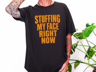 Stuffing My Face Brown Lettering funny shirt - photo 5