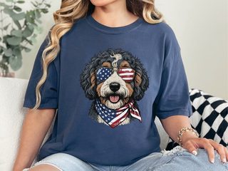 Patriotic Bernedoodle Dog Portrait doodle dog shirt - photo 7
