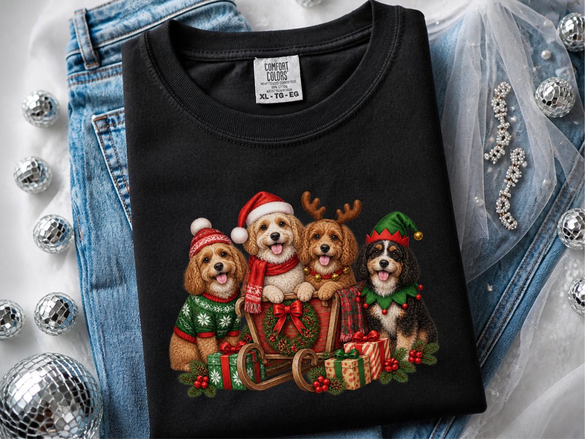 Christmas Cavapoo Sleigh Crew Santa Dog Shirt Cavapoo Sweatshirt