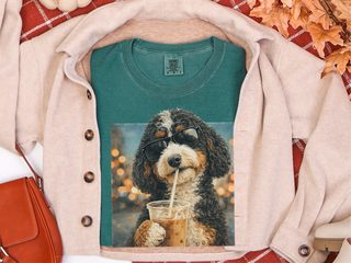 Comfort Colors Bernedoodle Iced Coffee Cool Dog doodle dog shirt - photo 6