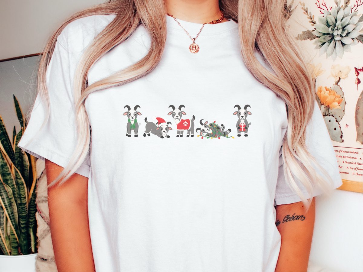 Cute Christmas Goats Lineup Funny Goat Shirt Christmas Goat Gift