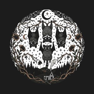 Halloween Racoon Bats Floral Night Scene Comfort Colors Vintage Tee