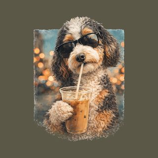 Aussiedoodle Iced Coffee Cool Dog T-Shirt - Trendy Pet Lover Gift Idea