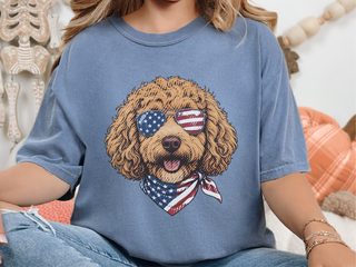Patriotic Cavapoo American Flag doodle dog shirt - photo 5