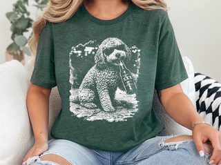 Cavapoo Drinking Beer doodle dog shirt - photo 4
