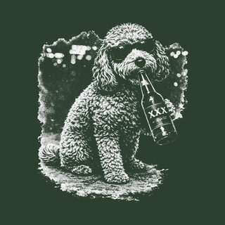 Cockapoo Drinking Beer Dog Art T-Shirt Funny Pet Lover Gift Idea