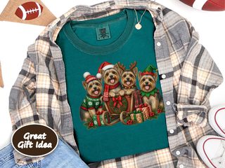 Yorkie Christmas Sleigh Group doodle dog shirt - photo 8