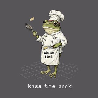 Kiss The Cook Frog Chef - Sarcastic Kitchen Warning Propeller Hat Tee
