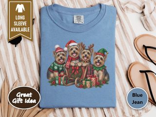 Yorkie Christmas Sleigh Group doodle dog shirt - photo 5