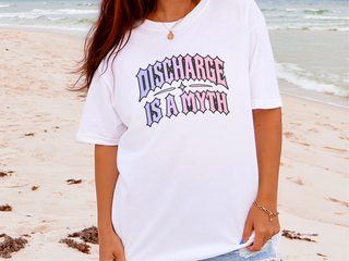 Discharge Is A Myth Gothic Text funny shirt - photo 1
